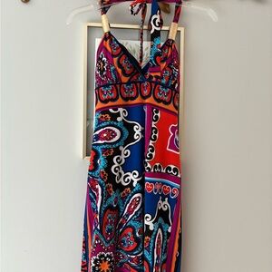 NWT Cache Sz sz4 Multicolor Goddess Patterned Halter Dress